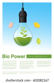 Energy concept background with bio energy in light bulb , vector , illustration