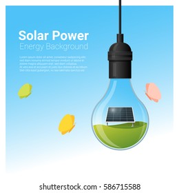 Energy concept background with solar panel in light bulb , vector , illustration