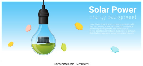 Energy concept background with solar panel in light bulb , vector , illustration