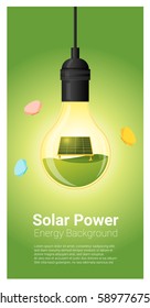 Energy concept background with solar panel in light bulb , vector , illustration