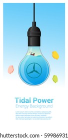 Energy concept background with tidal energy in light bulb , vector , illustration