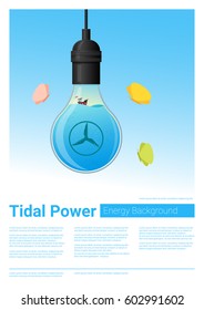 Energy concept background with tidal energy in light bulb , vector , illustration