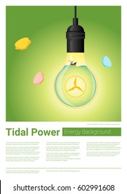 Energy concept background with tidal energy in light bulb , vector , illustration