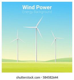 Energy concept background with wind turbine , vector , illustration
