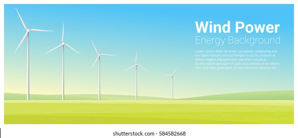 Energy Concept Background With Wind Turbine , Vector , Illustration