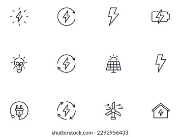 Energy concept. Collection of modern high quality РРР line icons. Editable stroke. Premium linear symbol for web sites, flyers, banners, online shops and companies.  - Shutterstock ID 2292956433