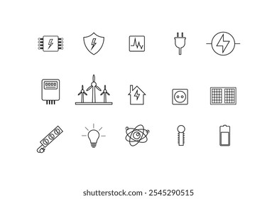 Energy concept. Collection of modern high quality РРР line icons. Editable stroke. Premium linear symbol for websites, flyers, banners, online stores and companies.Vector illustration.