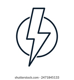 Energy concept. High voltage, lightning. Vector linear icon isolated on white background.