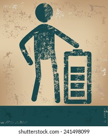 Energy concept, human resource on old background, grunge vector