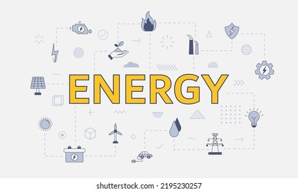 energy concept with icon set with big word or text on center