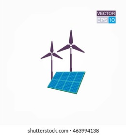 Energy Concept with Solar Panel. Vector illustration