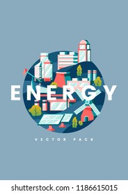 Vector de concepto de energía en azul