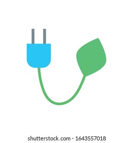 energy connector wire with leaf flat style vector illustration design