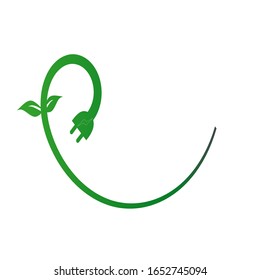 energy connector wire with leaf flat style vector illustration design