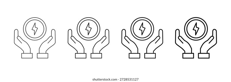 Energy Conservation Icons Vector Set In Different Stroke Line Style