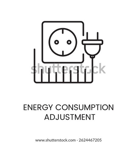 Energy consumption adjustment icon with editable stroke for power regulation and smart plug usage tracking