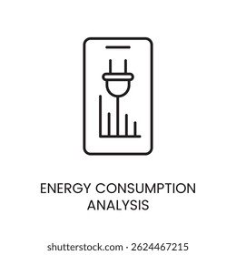 Icono de análisis de consumo de energía con trazo editable para monitoreo inteligente de electricidad en el hogar y seguimiento de uso