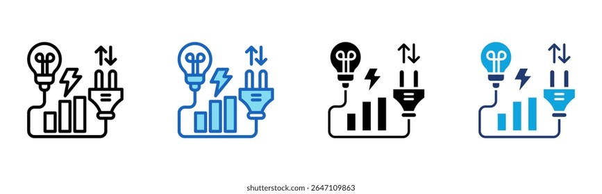Icono de consumo de energía Multi Style Ilustración vectorial
