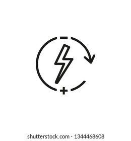 Energy consumption line icon. Lightening, round arrow, cycle. Urban concept. Vector illustration can be used for topics like electric power, voltage, performance