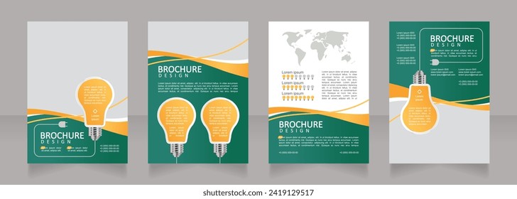 Energy consumption reducing ways blank brochure design. Template set with copy space for text. Premade corporate reports collection. Editable 4 paper pages. Calibri, Arial fonts used