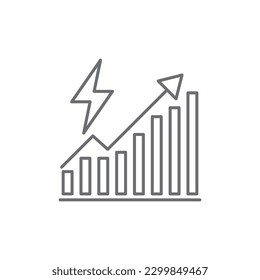 Energy consumption related vector linear icon. Wasteful energy consumption. Using electricity with no reason. Reducing of resources. Outline illustration Isolated on white background. Editable stroke