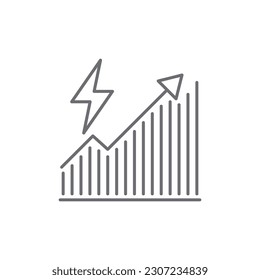 Icono lineal vectorial relacionado con el consumo de energía. Consumo de energía despilfarrador. Usando electricidad sin razón. Reducción de recursos. Ilustración de esquema Aislada en fondo blanco. Trazo editable