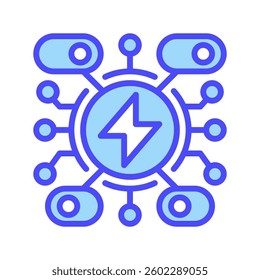 Energy Control Line Icon, Outline Symbol for Power Regulation, Smart Monitoring, Energy Efficiency Management, and Renewable Power Optimization. Vector Sign Icon.