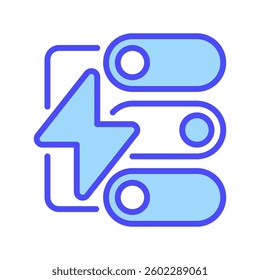 Energy Control Line Icon, Outline Symbol for Power Regulation, Smart Monitoring, Energy Efficiency Management, and Renewable Power Optimization. Vector Sign Icon.