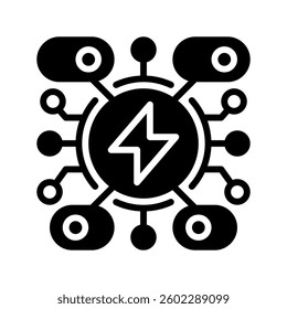 Energy Control Line Icon, Outline Symbol for Power Regulation, Smart Monitoring, Energy Efficiency Management, and Renewable Power Optimization. Vector Sign Icon.