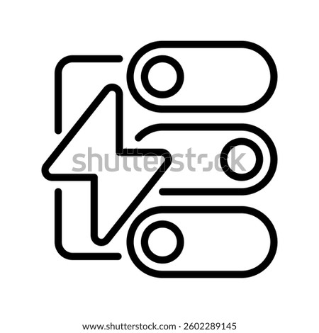 Energy Control Line Icon, Outline Symbol for Power Regulation, Smart Monitoring, Energy Efficiency Management, and Renewable Power Optimization. Vector Sign Icon.