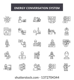 Energy conversation system line icons, signs, vector set, outline illustration concept 