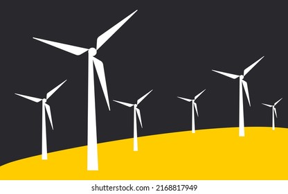 Energy conversion concept. Modern windmill design in flat style. White wind power plant. Vector.