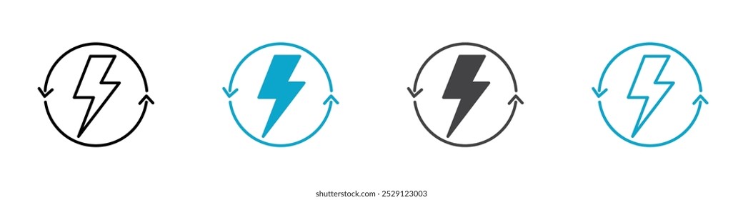 energy convert icon Sign set in black and white