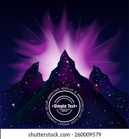 Energy cosmic explosion over the mountains Nebula vector space.