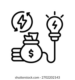Energy Cost Icon Line Vector Illustration