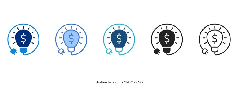 Energy Cost Icon Set Multiple Style Vector Illustration