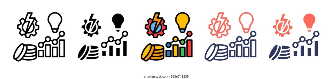 Energy Costs Icon Multiple Vector Illustration