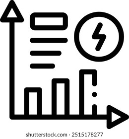 Icono de costos de energía. Diseño De Estilo Lineal Delgado Aislado Sobre Fondo Blanco