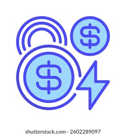 Energy Costs Line Icon, Outline Symbol for Electricity Expenses, Power Consumption, Utility Bills, Renewable Energy Costs, and Energy Budgeting. Vector Sign Icon.