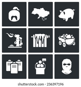 The energy crisis in Ukraine Vector Icons Set svg