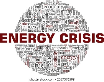 Energy Crisis vector illustration word cloud isolated on white background.