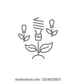 Icono lineal vectorial relacionado con el cultivo de energía. Producir una idea abstracta de bioenergía. Ilustración de contorno vectorial Aislada en fondo blanco. Trazo editable