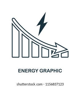 Energy Decrease Graphic icon. Mobile app, printing, web site icon. Simple element sing. Monochrome Energy Decrease Graphic icon illustration