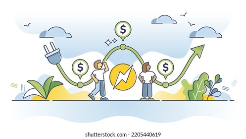 Demanda de energía o consumo de electricidad con un concepto de esquema de precios más elevado. Análisis y pronóstico del mercado de energía con costosa ilustración vectorial de horas punta. Diagrama financiero con datos de suministro.