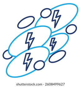 Energy Density icon represented by some ellipses with lightning in the middle Dual Line style.