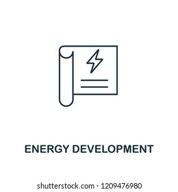 Energy Development icon outline style. Premium pictogram design from power and energy icons collection. Simple thin line element. Energy Development icon for web design and printing usage.
