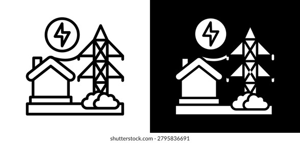 Energy Distribution Icon Set In Black And White Filled Style Collection