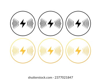 Iconos de distribución de energía. Distintos estilos, iconos relámpago, distribución de energía. Iconos del vector