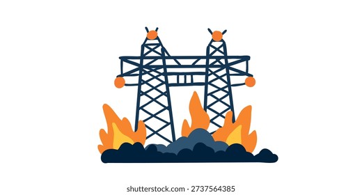 energy distribution system affected by uncontrolled flames