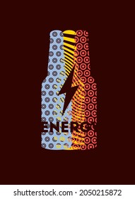 Energy Drink bottle abstract geometric pattern style poster design. Vector illustration.